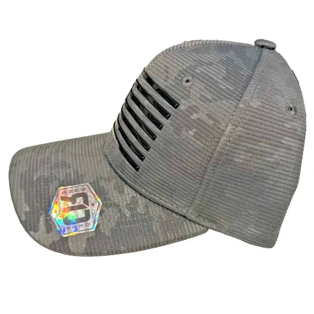 Runs Deep Premium Tactical American Flag Sueded Snapback Cap Hat Gray SubtleCamo